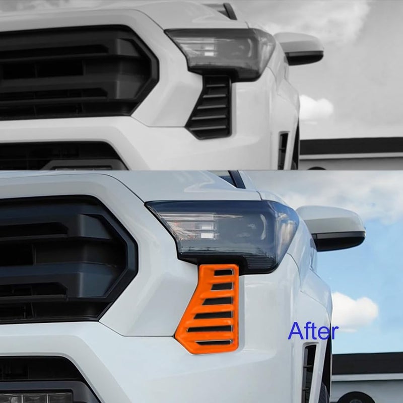 BORUIEN For Toyota Tacoma 2024 2025 2026 Exterior Accessories Front Bumper Side Fog Lamp Light Cover Headlight Trim Frame Grille Decor ABS (Orange) - Image 5